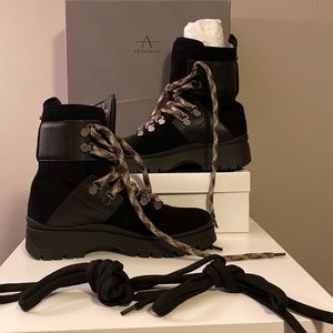 Aquatalia lug boots leather/suede,8 1/2 womens